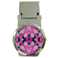 Pink Black Abstract  Money Clip Watches