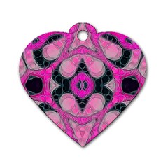 Pink Black Abstract  Dog Tag Heart (two Sides)