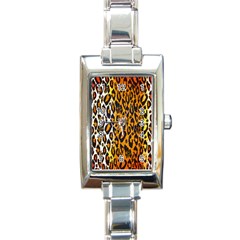 Brown Cheetah Abstract  Rectangle Italian Charm Watches by OCDesignss