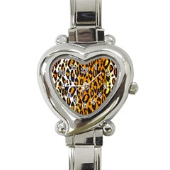 Brown Cheetah Abstract  Heart Italian Charm Watch