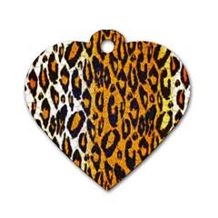 Brown Cheetah Abstract  Dog Tag Heart (two Sides)