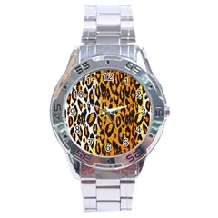 Brown Cheetah Abstract  Stainless Steel Men s Watch by OCDesignss