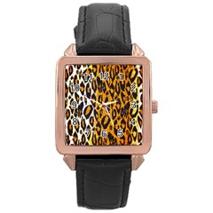 Brown Cheetah Abstract  Rose Gold Watches by OCDesignss