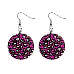 Pink Black Cheetah Abstract  Mini Button Earrings