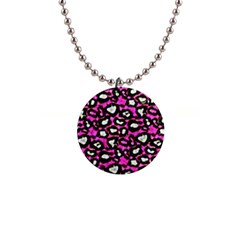 Pink Black Cheetah Abstract  Button Necklaces