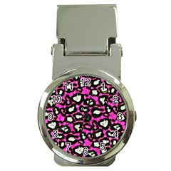 Pink Black Cheetah Abstract  Money Clip Watches