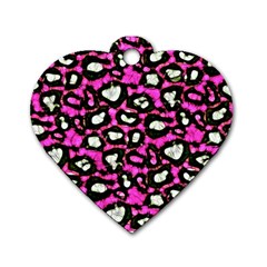 Pink Black Cheetah Abstract  Dog Tag Heart (two Sides)