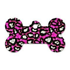 Pink Black Cheetah Abstract  Dog Tag Bone (one Side)