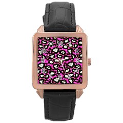 Pink Black Cheetah Abstract  Rose Gold Watches