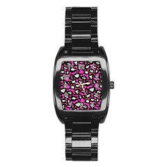 Pink Black Cheetah Abstract  Stainless Steel Barrel Watch