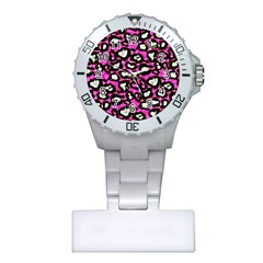 Pink Black Cheetah Abstract  Nurses Watches