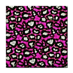 Pink Black Cheetah Abstract  Tile Coasters