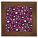 Pink Black Cheetah Abstract  Framed Tiles Front