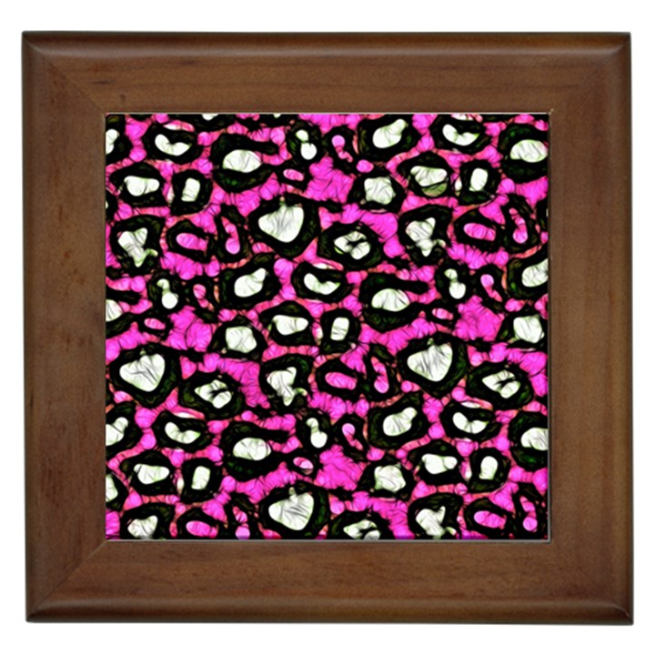 Pink Black Cheetah Abstract  Framed Tiles