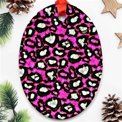 Pink Black Cheetah Abstract  Ornament (oval)  by OCDesignss