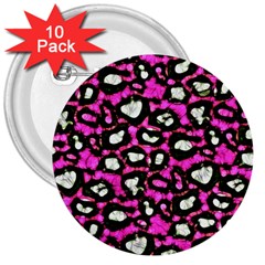 Pink Black Cheetah Abstract  3  Buttons (10 Pack) 