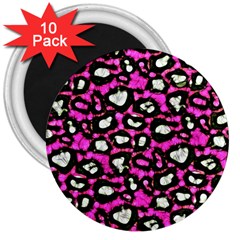 Pink Black Cheetah Abstract  3  Magnets (10 Pack)  by OCDesignss