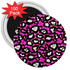 Pink Black Cheetah Abstract  3  Magnets (100 Pack)