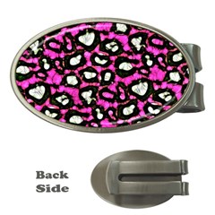 Pink Black Cheetah Abstract  Money Clips (oval)  by OCDesignss