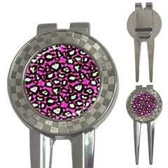 Pink Black Cheetah Abstract  3-in-1 Golf Divots