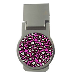 Pink Black Cheetah Abstract  Money Clips (round) 