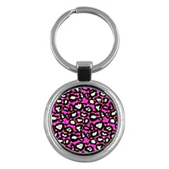 Pink Black Cheetah Abstract  Key Chains (round)  by OCDesignss