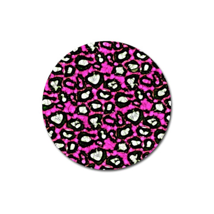 Pink Black Cheetah Abstract  Magnet 3  (Round)