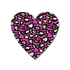 Pink Black Cheetah Abstract  Heart Magnet