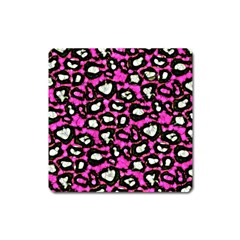 Pink Black Cheetah Abstract  Square Magnet by OCDesignss