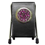 Pink Black Cheetah Abstract  Pen Holder Desk Clocks Front