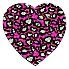 Pink Black Cheetah Abstract  Jigsaw Puzzle (heart)