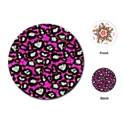 Pink Black Cheetah Abstract  Playing Cards (round)  by OCDesignss