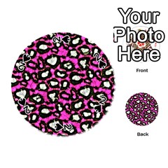 Pink Black Cheetah Abstract  Playing Cards 54 (round) 