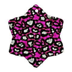 Pink Black Cheetah Abstract  Ornament (snowflake) 