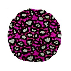 Pink Black Cheetah Abstract  Standard 15  Premium Round Cushions