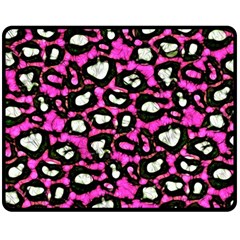 Pink Black Cheetah Abstract  Double Sided Fleece Blanket (medium) 