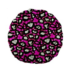 Pink Black Cheetah Abstract  Standard 15  Premium Flano Round Cushions