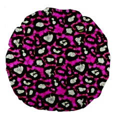 Pink Black Cheetah Abstract  Large 18  Premium Flano Round Cushions