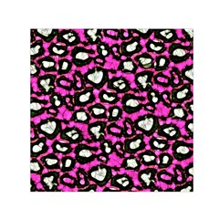 Pink Black Cheetah Abstract  Small Satin Scarf (square) 