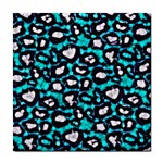 Turquoise Black Cheetah Abstract  Tile Coasters Front