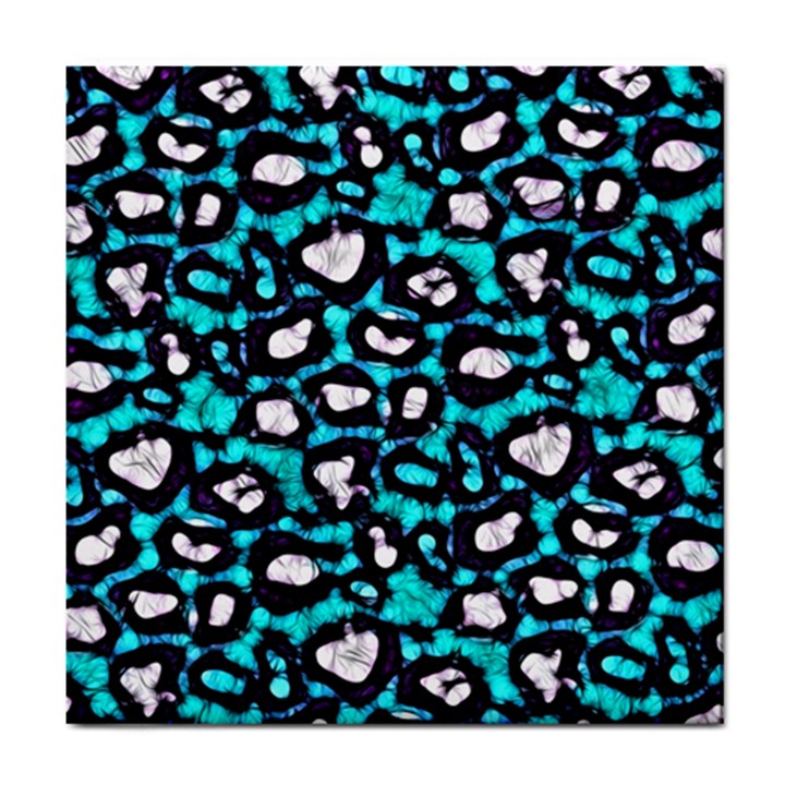 Turquoise Black Cheetah Abstract  Tile Coasters