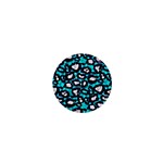 Turquoise Black Cheetah Abstract  1  Mini Buttons Front