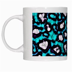 Turquoise Black Cheetah Abstract  White Mugs