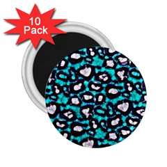 Turquoise Black Cheetah Abstract  2.25  Magnets (10 pack) 