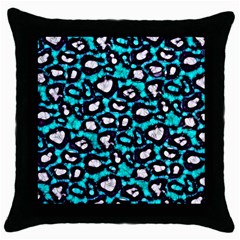 Turquoise Black Cheetah Abstract  Throw Pillow Cases (Black)