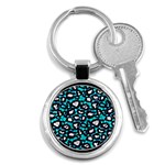 Turquoise Black Cheetah Abstract  Key Chains (Round)  Front