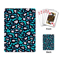 Turquoise Black Cheetah Abstract  Playing Card