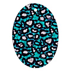 Turquoise Black Cheetah Abstract  Oval Ornament (two Sides) by OCDesignss