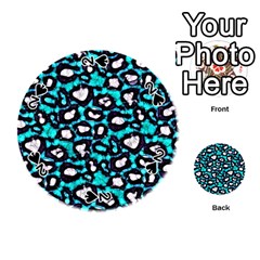 Turquoise Black Cheetah Abstract  Playing Cards 54 (round) 