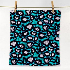 Turquoise Black Cheetah Abstract  Face Towel by OCDesignss